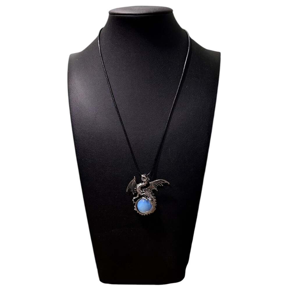 Opalite Dragon Pendant Black Cord Necklace - Picture 3 of 3